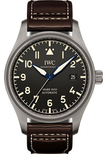 IWC Pilot IW327006 's Mark XVIII Heritage - 40.0mm Titanium Case - Black Dial - Brown Calfskin Strap Main image