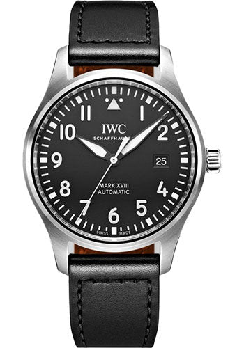IWC Pilot IW327009 's Mark XVIII - 40mm Stainless Steel Case - Black Dial - Black Calfskin Strap