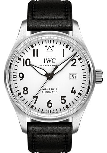 IWC Pilot IW327012 's Mark XVIII - 40.0mm Stainless Steel Case - Silver Dial - Black Calfskin Strap Main image