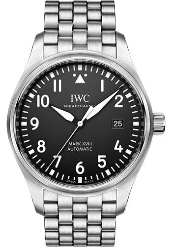 IWC Pilot IW327015 's Mark XVIII - 40.0mm Stainless Steel Case - Black Dial - Steel Bracelet