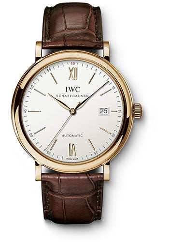 IWC Portofino IW356504 Automatic 40mm Red Gold Case - Silver Dial - Dark Brown Alligator Strap