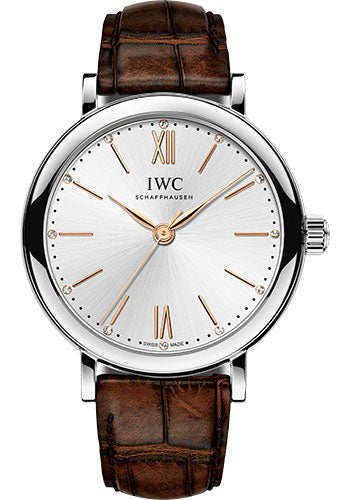 IWC Portofino IW357403 Automatic 34 34.0mm Stainless Steel Case - Silver Dial - Dark Brown Alligator Strap Main image