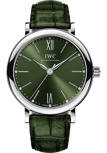 IWC Portofino IW357405 Automatic 34 34.0mm Stainless Steel Case - Green Dial - Green Alligator Strap