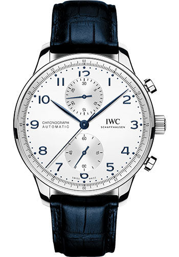 IWC Portugieser IW371605 Chronograph 41.0mm Stainless Steel Case - Silver Dial - Blue Alligator Strap Main image