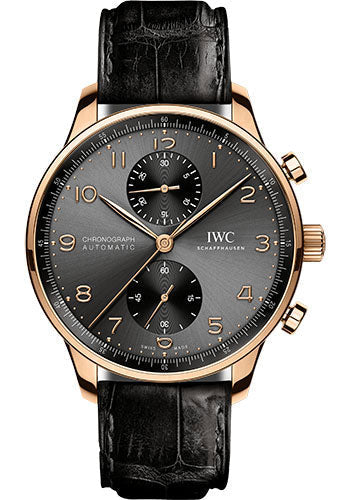 IWC Portugieser IW371610 Chronograph 41.0mm 5N Gold Case - Slate Dial - Black Alligator Strap