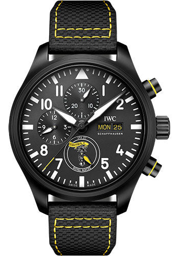 IWC Pilot IW389107 ’s Chronograph Edition Royal Maces Ceramic Case - Black Dial - Black Calfskin Strap Main image