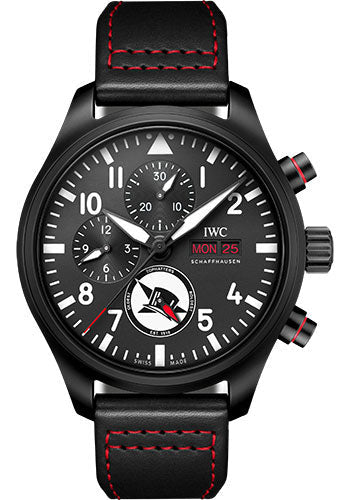 IWC Pilot IW389108 ’s Chronograph Edition Tophatters Ceramic Case - Black Dial - Black Calfskin Strap
