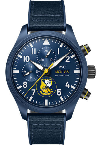 IWC Pilot IW389109 ’s Chronograph Edition Blue Angels® Ceramic Case - Blue Dial - Blue Rubber Strap