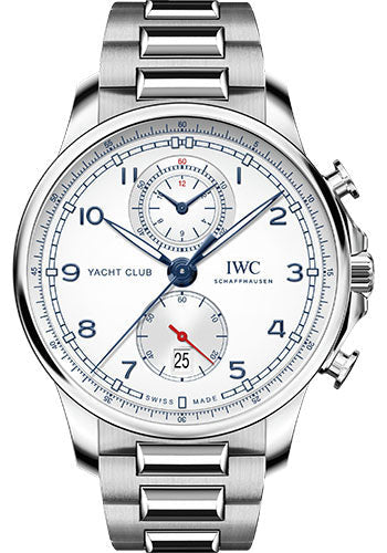 IWC Portugieser IW390702 Yacht Club Chronograph - Stainless Steel Case - Silver-Plated Dial - Stainless Steel Strap
