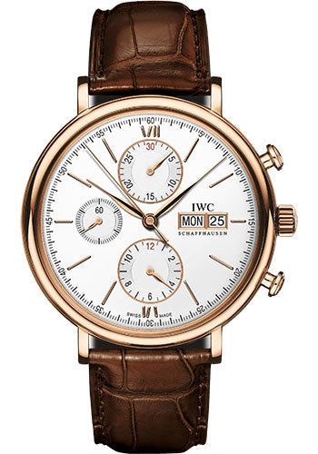 IWC Portofino IW391025 Chronograph 42.0mm 5N Gold Case - Silver Dial - Dark Brown Alligator Strap Main image