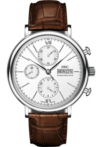 IWC Portofino IW391027 Chronograph 42.0mm Stainless Steel Case - Silver Dial - Dark Brown Alligator Strap Main image