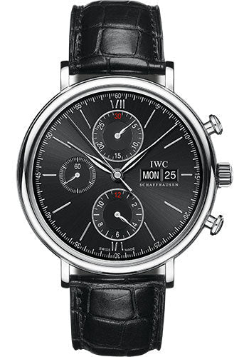 IWC Portofino IW391029 Chronograph 42.0mm Stainless Steel Case - Black Dial - Black Alligator Strap