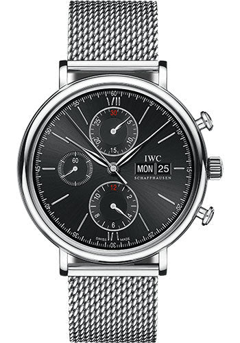 IWC Portofino IW391030 Chronograph 42.0mm Stainless Steel Case - Black Dial - Milanaise Mesh Steel Bracelet Main image