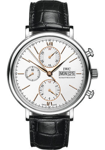 IWC Portofino IW391031 Chronograph 42.0mm Stainless Steel Case - Silver Dial - Black Alligator Strap