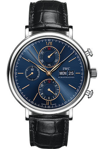 IWC Portofino IW391036 Chronograph 42.0mm Stainless Steel Case - Blue Dial - Black Alligator Strap