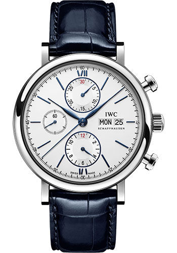 IWC Portofino IW391037 Chronograph Stainless Steel Case - Silver-Plated Dial - Blue Alligator Leather Strap Main image
