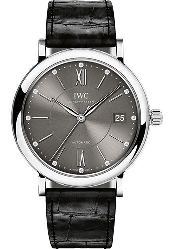 IWC Portofino IW458102 Midsize Automatic 37mm Stainless Steel Case - Black Dial - Black Alligator Strap Main image