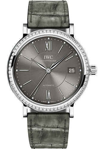 IWC Portofino IW458104 Midsize Automatic 37mm Stainless Steel Case - Grey Dial - Grey Alligator Strap Main image