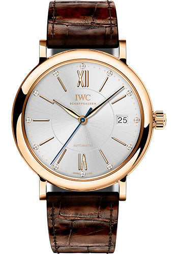 IWC Portofino IW458116 Automatic 37 37.0mm 5N Gold Case - Silver Dial - Dark Brown Alligator Strap Main image