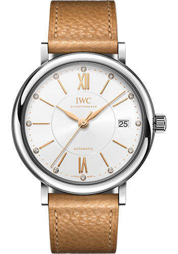 IWC Portofino IW458120 Automatic 37 Edition NET-A-PORTER Stainless Steel Case - Silver-Plated Dial - Beige Calfskin Strap Main image