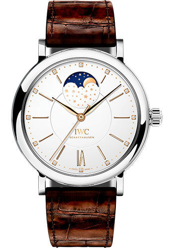 IWC Portofino IW459011 Automatic Moon Phase 37 37.0mm Stainless Steel Case - Silver Dial - Dark Brown Alligator Strap Main image