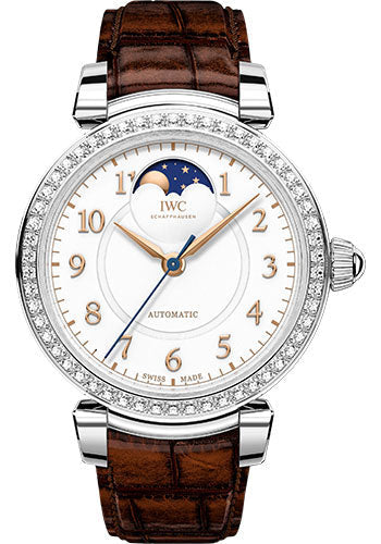 IWC IW459307 Da Vinci Automatic Moon Phase 36 36.0mm Stainless Steel Case - Silver Dial - Dark Brown Alligator Strap Main image