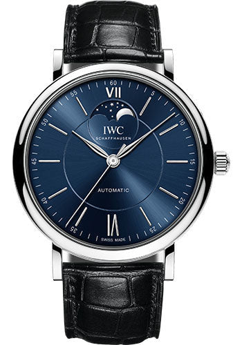 IWC Portofino IW459402 Automatic Moon Phase 40.0mm Stainless Steel Case - Blue Dial - Black Alligator Strap