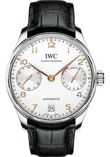 IWC Portugieser IW500704 Automatic 42.3mm Stainless Steel Case - Silver Dial - Black Alligator Strap