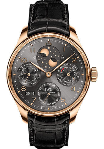 IWC Portugieser IW503404 Perpetual Calendar 44.2mm 5N Gold Case - Slate Dial - Black Alligator Strap