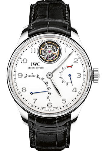 IWC Portugieser IW504601 Tourbillon Mystere Retrograde 44.2mm Platinum Case - Silver Dial - Black Alligator Strap Main image