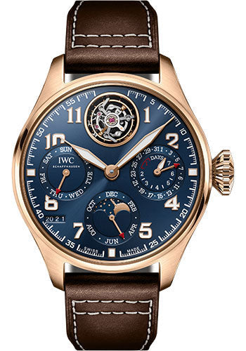 IWC Pilot IW504803 Big ’s Perpetual Calendar Tourbillon Edition Le Petit Prince 18K Armor Gold® Case - Blue Dial - Brown Calfskin Strap Limited Edition of 50