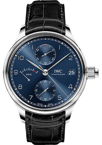 IWC Portugieser IW515301 Hand-Wound Monopusher Edition Laureus Sport for Good 46.0mm Stainless Steel Case - Blue Dial - Black Alligator Strap