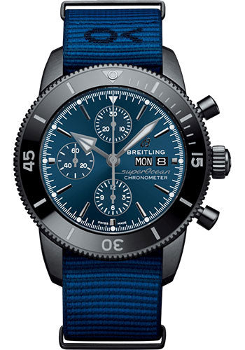 Breitling Superocean Heritage M133132A1C1W1 Chronograph 44 Outerknown Black steel - Blue Dial - Taffetas Dark Blue Nato Strap - Tang Buckle Main image