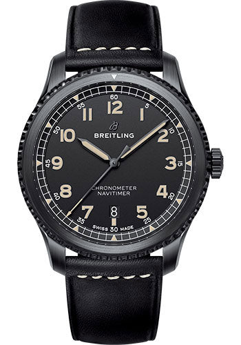 Breitling Aviator 8 M17314101B1X1 Automatic 41 Black Steel Case - Black Dial - Black Leather Strap Main image