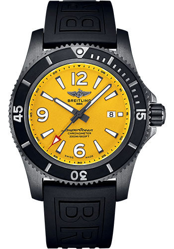 Breitling Superocean M17368D71I1S1 Automatic 46 Black Steel DLC-Coated Stainless Steel - Yellow Dial - Black Rubber Strap - Tang Buckle Main image