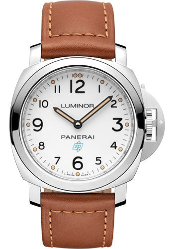 Panerai Luminor PAM00775 Base Logo - 44mm - Brushed Steel - Black Dial - Gold Calf Monte Carlo Strap