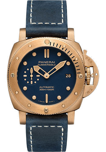 Panerai Submersible PAM01074 Bronzo Blu Abisso - 42mm Bronze Case - Blue Dial