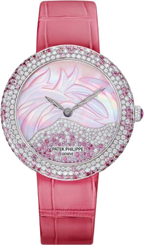 Patek Philippe Calatrava 4899/900G-001 35.8mm White Gold Mother of Pearl Diamonds Pink Sapphires Set Dial Main image