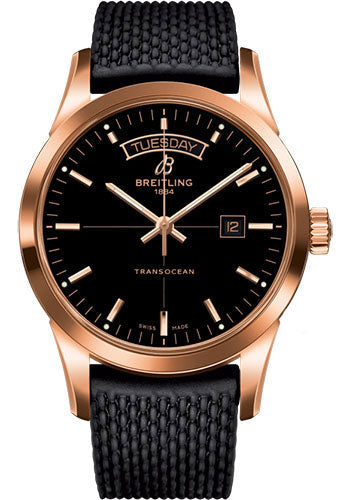 Breitling R4531012/BB70/279S/R20D.3 Transocean Day & Date 18k Red Gold - Black Dial - Black Rubber Aero Classic Strap Main image