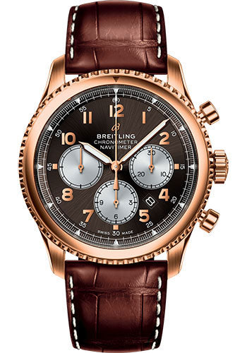 Breitling Aviator 8 RB0117131Q1P1 B01 Chronograph 43 Red Gold Case - Bronze Dial - Brown Croco Strap