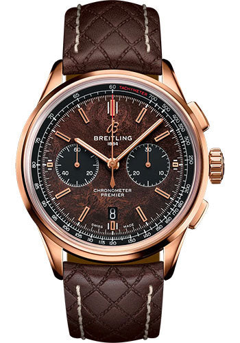 Breitling Premier RB01181A1Q1X1 B01 Chronograph 42 Bentley Centenary Limited Edition 18K Red Gold - Brown Dial - Brown Calfskin Leather Strap - Tang Buckle Limited Edition