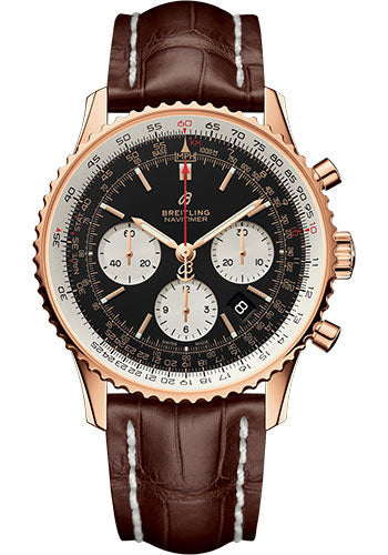 Breitling Navitimer RB0121211B1P1 1 B01 Chronograph 43 Red Gold Case - Black Dial - Brown Croco Strap Main image
