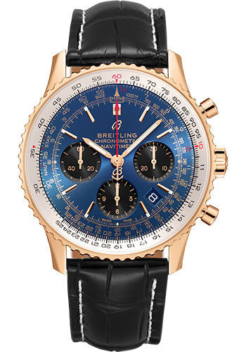 Breitling Navitimer RB0121211C1P3 B01 Chronograph 43 18k Red Gold - Blue Dial - Black Croco Strap - Folding Buckle Main image
