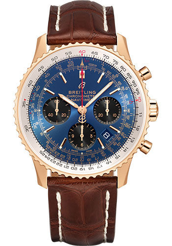 Breitling Navitimer RB0121211C1P4 B01 Chronograph 43 18k Red Gold - Blue Dial - Brown Croco Strap - Folding Buckle Main image