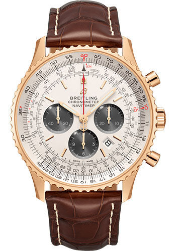 Breitling Navitimer RB0127121G1P2 B01 Chronograph 46 18k Red Gold - Silver Dial - Brown Croco Strap - Folding Buckle Main image