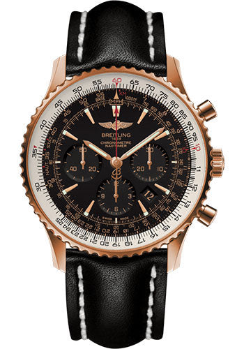 Breitling Navitimer RB0127E6/BF16/441X/R20BA.1 01 (46mm) Red Gold - Black/Gold Dial - Black Leather Strap - Tang Buckle Limited Edition