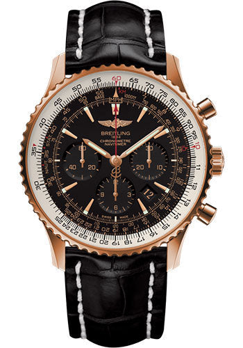 Breitling Navitimer RB0127E6/BF16/760P/R20BA.1 01 (46mm) Red Gold - Black/Gold Dial - Black Croco Strap - Tang Buckle Limited Edition Main image