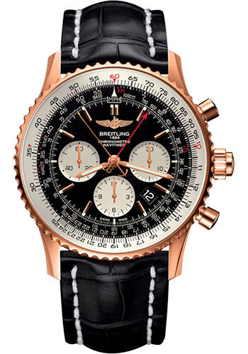 Breitling Navitimer RB031121/BG11/760P/R20BA.1 B03 Chronograph Rattrapante 45 Red Gold - Black Dial - Black Croco Strap - Tang Buckle Limited Edition