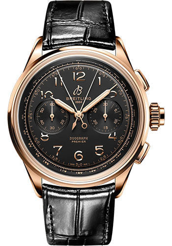 Breitling Premier RB1510251B1P1 B15 Duograph 42 18K Red Gold - Black Dial - Black Alligator Leather Strap - Folding Buckle Main image
