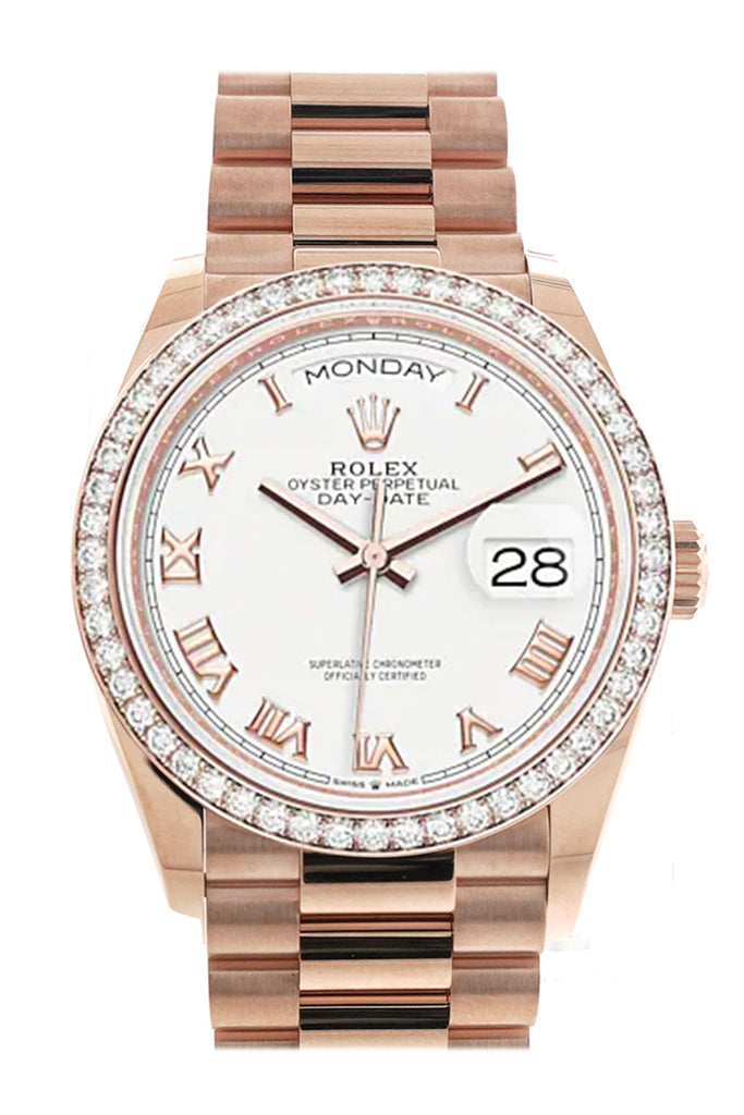 Rolex Day-Date 128345RBR 36 White Dial Diamond Bezel 18K Everose Gold President Main image